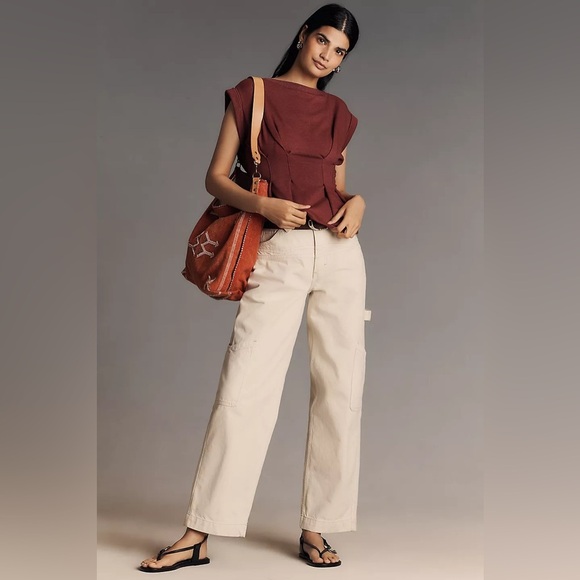 NWT Anthropologie Maeve Burgundy Seamed Muscle Top Size XXS - Picture 2 of 2